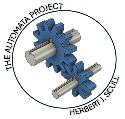 Logo of The Automata Project featuring interlocking gears on shafts.